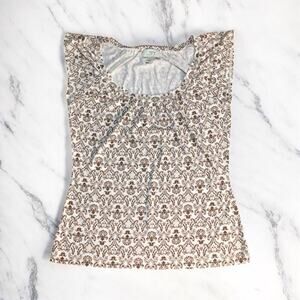 Ann Taylor Loft Women's Sleeveless Blouse Top White Paisley Small